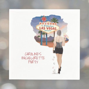 Las Vegas Bachelorette Brown Hair Bride  Napkin
