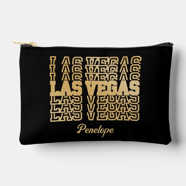 Las Vegas Bachelorette Favour Glamourous Gold Accessory Pouch (Front)