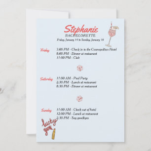 Las Vegas Bachelorette itinerary Invitation