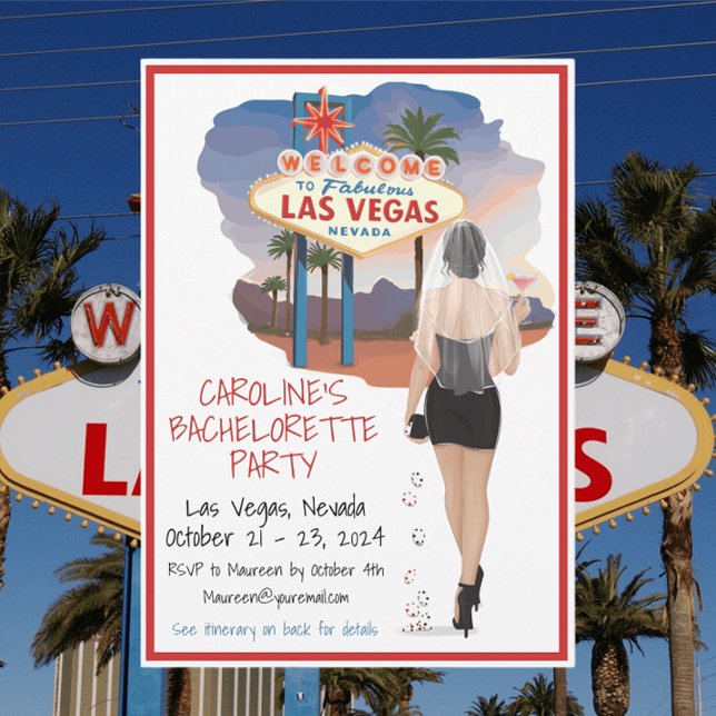 Las Vegas Bachelorette Party / Black Haired Bride Invitation (Creator Uploaded)