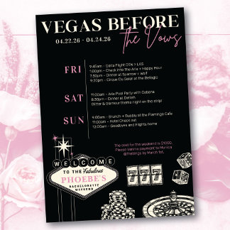 Las Vegas Bachelorette Party Customised Itinerary Invitation