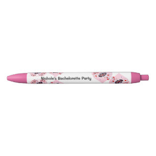 Las Vegas Bachelorette Party Pink Heart Wedding Black Ink Pen