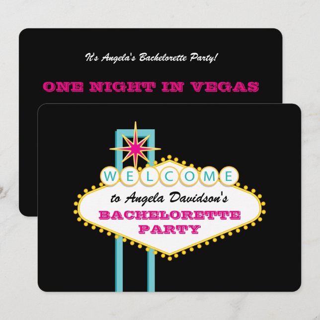 Las Vegas Bachelorette Party Pink Sign Invitation (Front/Back)