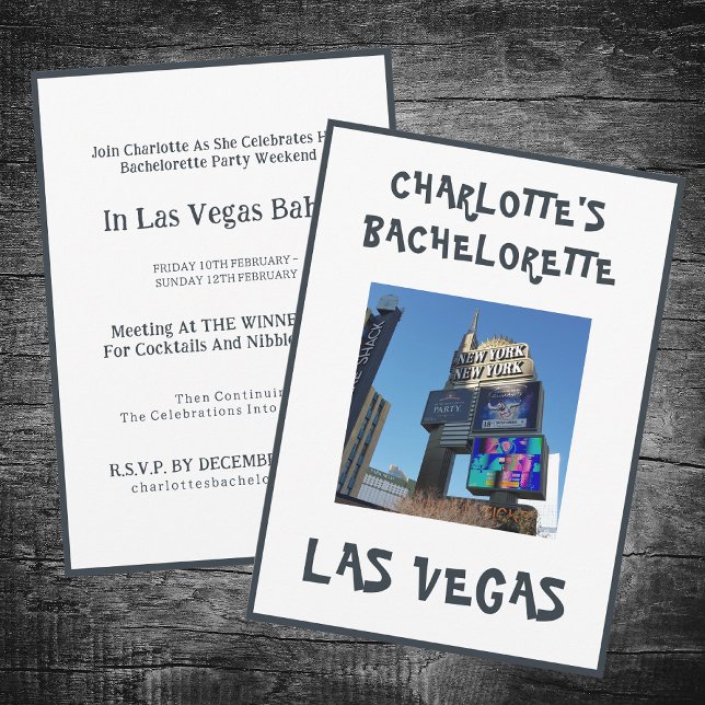 Las Vegas Bachelorette Party White Invitation (Back And Front - Las Vegas Bachelorette Invitation)