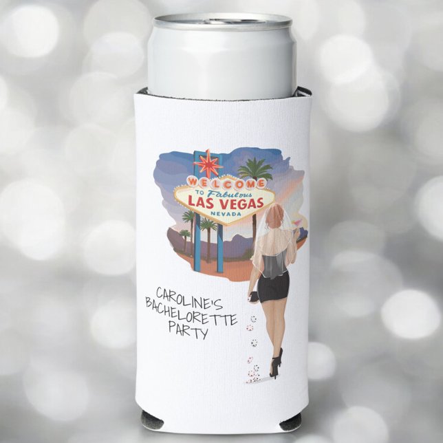 Las Vegas Bachelorette Red Hair Bride  Seltzer Can Cooler (Creator Uploaded)