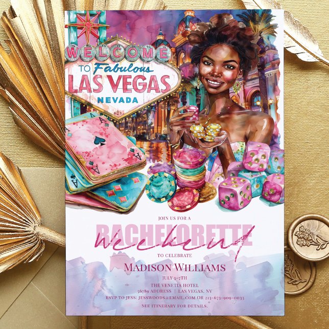 Las Vegas Bachelorette weekend Afro Girl Invitation (Creator Uploaded)