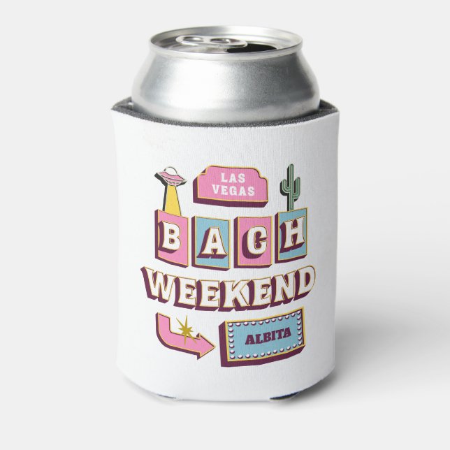 las vegas bachelorette weekend cactus retro can cooler (Can Back)