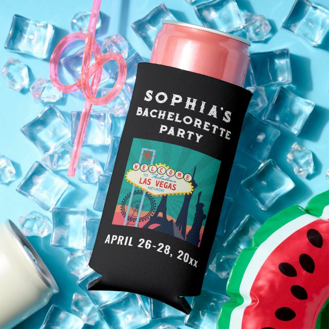 Las Vegas Bacherolette Party Wedding Favour Seltzer Can Cooler (In Situ Summer)