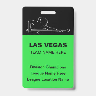 Las Vegas Billiards Theme Bulk Team Name Badges ID Badge