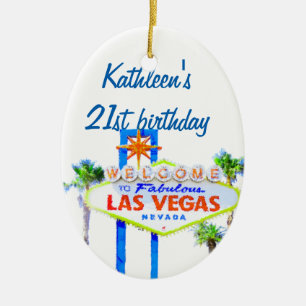 Las Vegas Birthday 21 Ceramic Tree Decoration