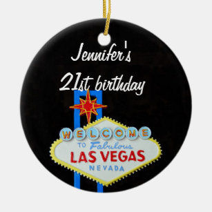 Las Vegas Birthday 21 Pendant Ceramic Tree Decoration