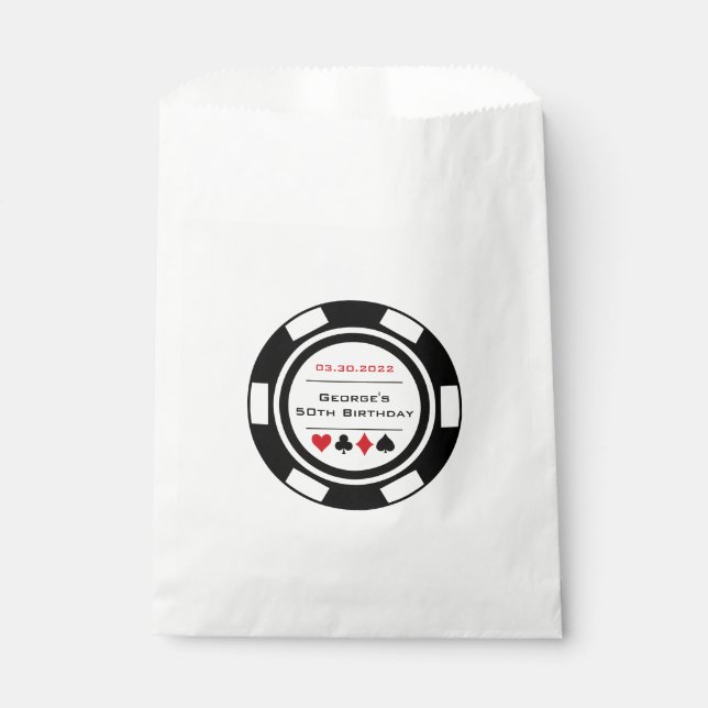 Las Vegas Birthday Black and White Poker Chip Favour Bags (Front)