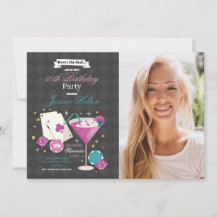 Las Vegas Birthday Casino Dice Chips Photo Party Invitation