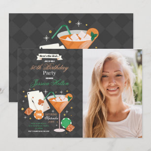 Las Vegas Birthday Casino Dice Chips Photo Party Invitation