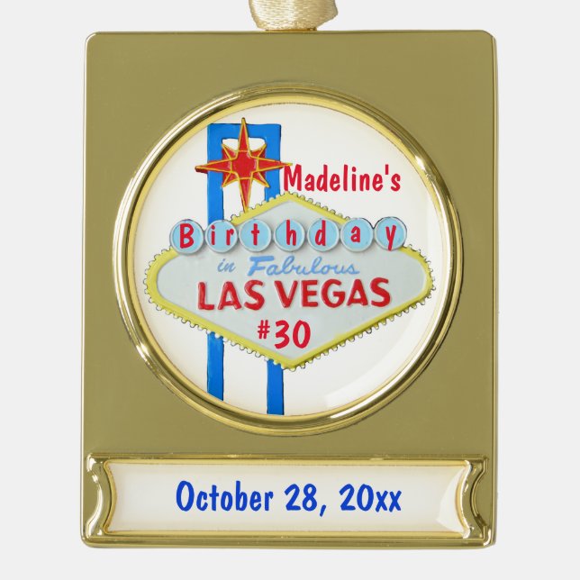 Las Vegas Birthday Favour Metal Ornament (Front)
