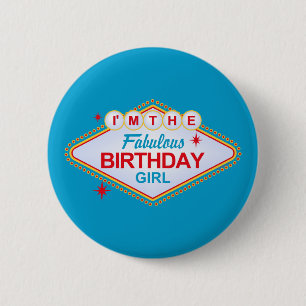 Las Vegas Birthday Girl 6 Cm Round Badge