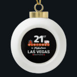 Las Vegas Birthday Party - 21st Birthday In Vegas Ceramic Ball Christmas Ornament<br><div class="desc">Planning your 21st birthday in Vegas? This Welcome to Las Vegas sign style design is the perfect way for a 21 year old to celebrate with a birthday party in Vegas! Great for a girls' trip or birthday squad coming to Vegas for a weekend getaway or vacation. Features "21st Birthday...</div>