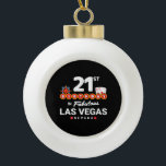 Las Vegas Birthday Party - 21st Birthday In Vegas Ceramic Ball Christmas Ornament<br><div class="desc">Planning your 21st birthday in Vegas? This Welcome to Las Vegas sign style design is the perfect way for a 21 year old to celebrate with a birthday party in Vegas! Great for a girls' trip or birthday squad coming to Vegas for a weekend getaway or vacation. Features "21st Birthday...</div>