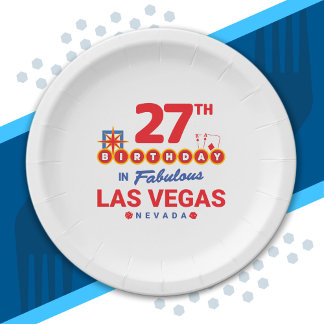 Las Vegas Birthday Party - 27th Birthday In Vegas Paper Plate