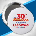 Las Vegas Birthday Party - 30th Birthday In Vegas 10 Cm Round Badge<br><div class="desc">Planning your 30th birthday in Vegas? This Welcome to Las Vegas sign style design is the perfect way for a 30 year old to celebrate with a birthday party in Vegas! Great for a girls' trip or birthday squad coming to Vegas for a weekend getaway or vacation. Features "30th Birthday...</div>