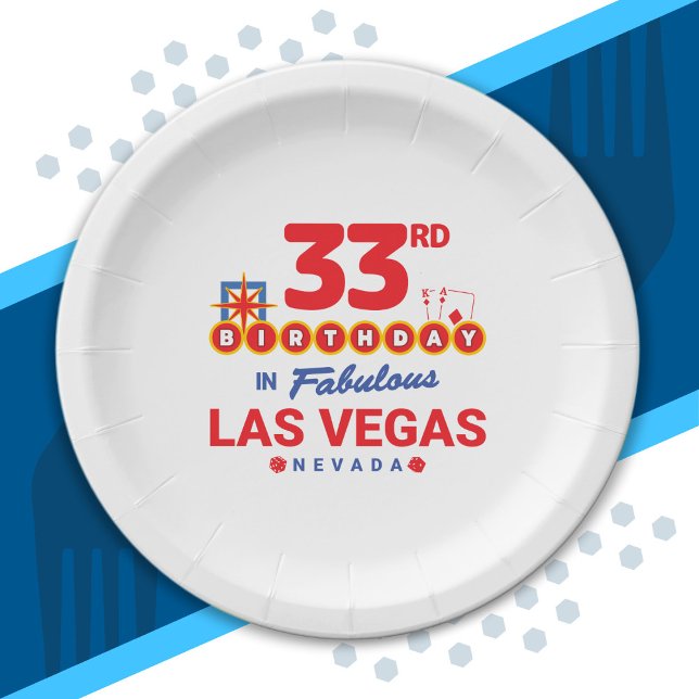 Las Vegas Birthday Party - 33rd Birthday In Vegas Paper Plate (Creator Uploaded)