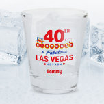 Las Vegas Birthday Party - 40th Birthday Shot Glass<br><div class="desc">Planning your 40th birthday in Vegas? This Welcome to Las Vegas sign style design is the perfect way for a 40 year old to celebrate with a birthday party in Vegas! Great for a girls' trip or birthday squad coming to Vegas for a weekend getaway or vacation. Features "40th Birthday...</div>