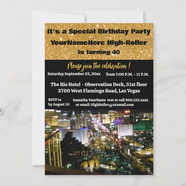 Las Vegas Birthday Party 40th  Invitation (Front)