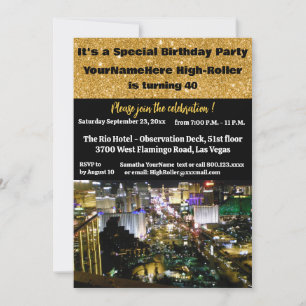 Las Vegas Birthday Party 40th  Invitation