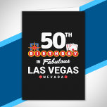 Las Vegas Birthday Party - 50th Birthday In Vegas Card<br><div class="desc">Planning your 50th birthday in Vegas? This Welcome to Las Vegas sign style design is the perfect way for a 50 year old to celebrate with a birthday party in Vegas! Great for a girls' trip or birthday squad coming to Vegas for a weekend getaway or vacation. Features "50th Birthday...</div>