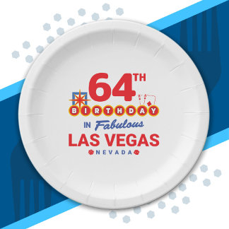 Las Vegas Birthday Party - 64th Birthday In Vegas Paper Plate