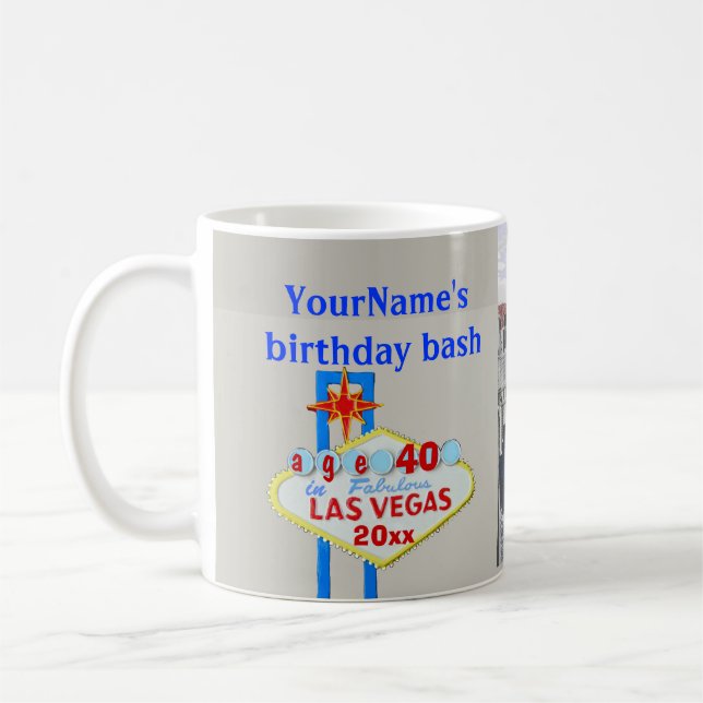 Las Vegas Birthday Party Personalised Sign Coffee Mug (Left)