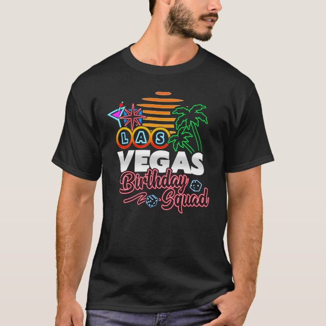 Las Vegas Birthday Party Retro Sun Birthday Squad T-Shirt (Front)