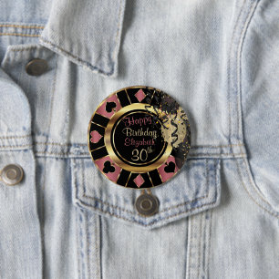 Las Vegas Birthday Party - Rose Gold 7.5 Cm Round Badge