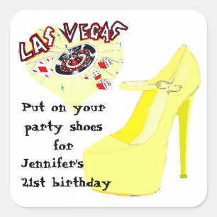 Las Vegas Birthday Party Shoes Square Sticker