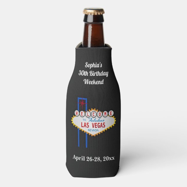 Las Vegas Birthday Party Trip Favour Bottle Cooler (Bottle Front)