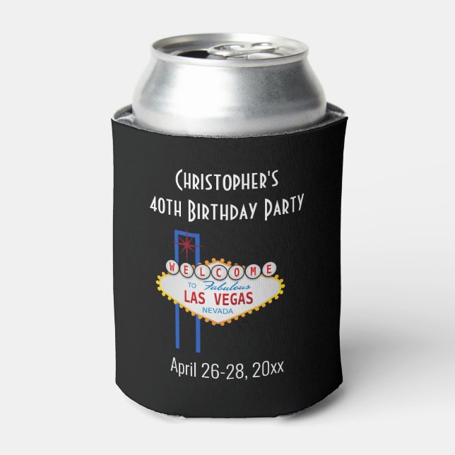 Las Vegas Birthday Party Trip Favour Can Cooler (Can Front)