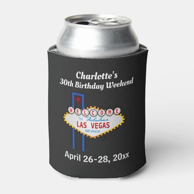 Las Vegas Birthday Party Trip Favour Can Cooler (Can Front)