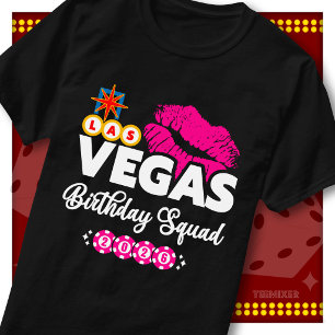 Las Vegas Birthday Squad 2026 Trip Pink Lips Star T-Shirt