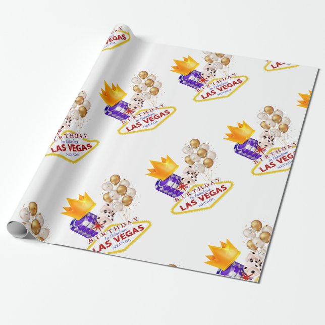 Las Vegas Birthday Wrapping Paper (Unrolled)