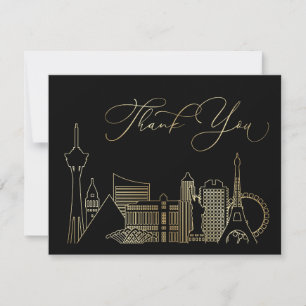 Las Vegas Black and Gold Wedding Thank You Card