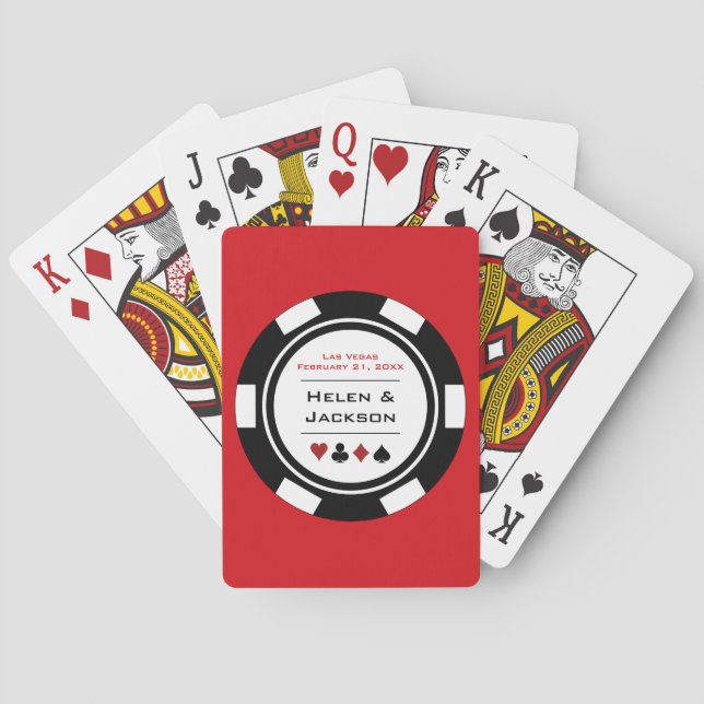 Las Vegas Black and White Poker Chip Wedding Playing Cards (Back)