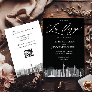Las Vegas Black and White Wedding Invitation
