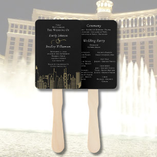 Las Vegas Black White Gold Sophisticated Program Hand Fan