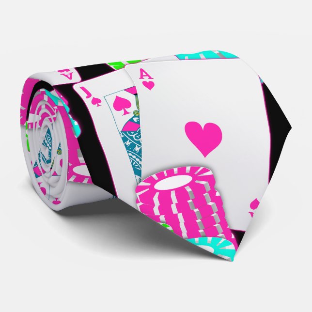 Las Vegas Blackjack Poker Cards And Chips Tie (Rolled)