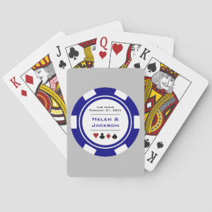Las Vegas Blue White Grey Poker Chip Wedding Playing Cards