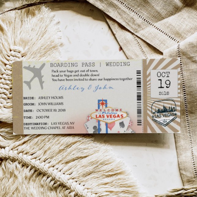 Las Vegas Boarding Pass Ticket Wedding Invitation (Creator Uploaded)