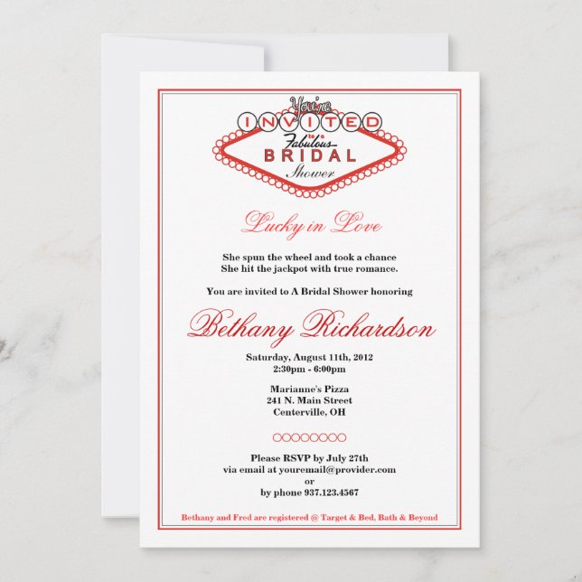 Las Vegas Bridal Shower Invitation (Front)