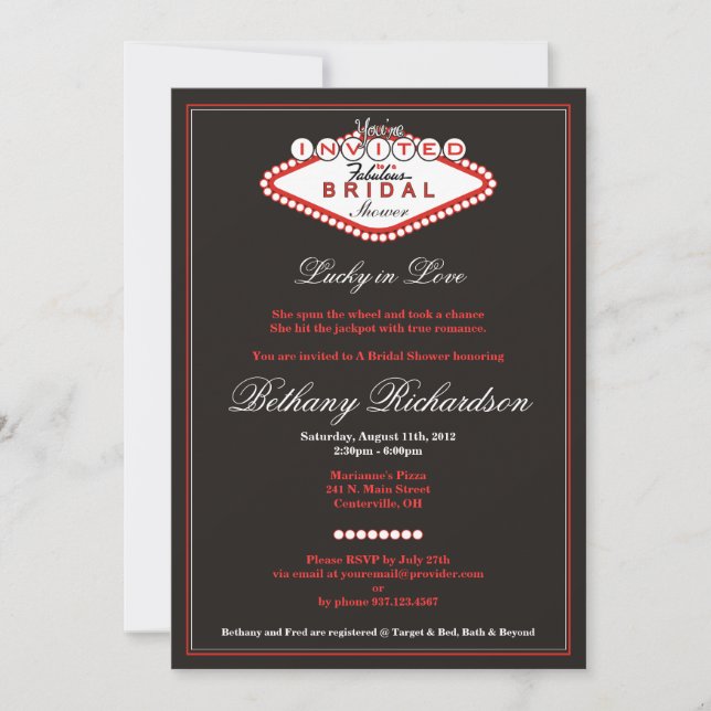 Las Vegas Bridal Shower Invitation (Front)