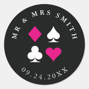 Las Vegas Card Suit Theme Custom COLOR and TEXT Classic Round Sticker