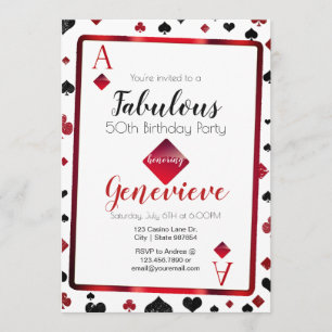 Las Vegas Casino 50 and Fabulous Birthday Invitation